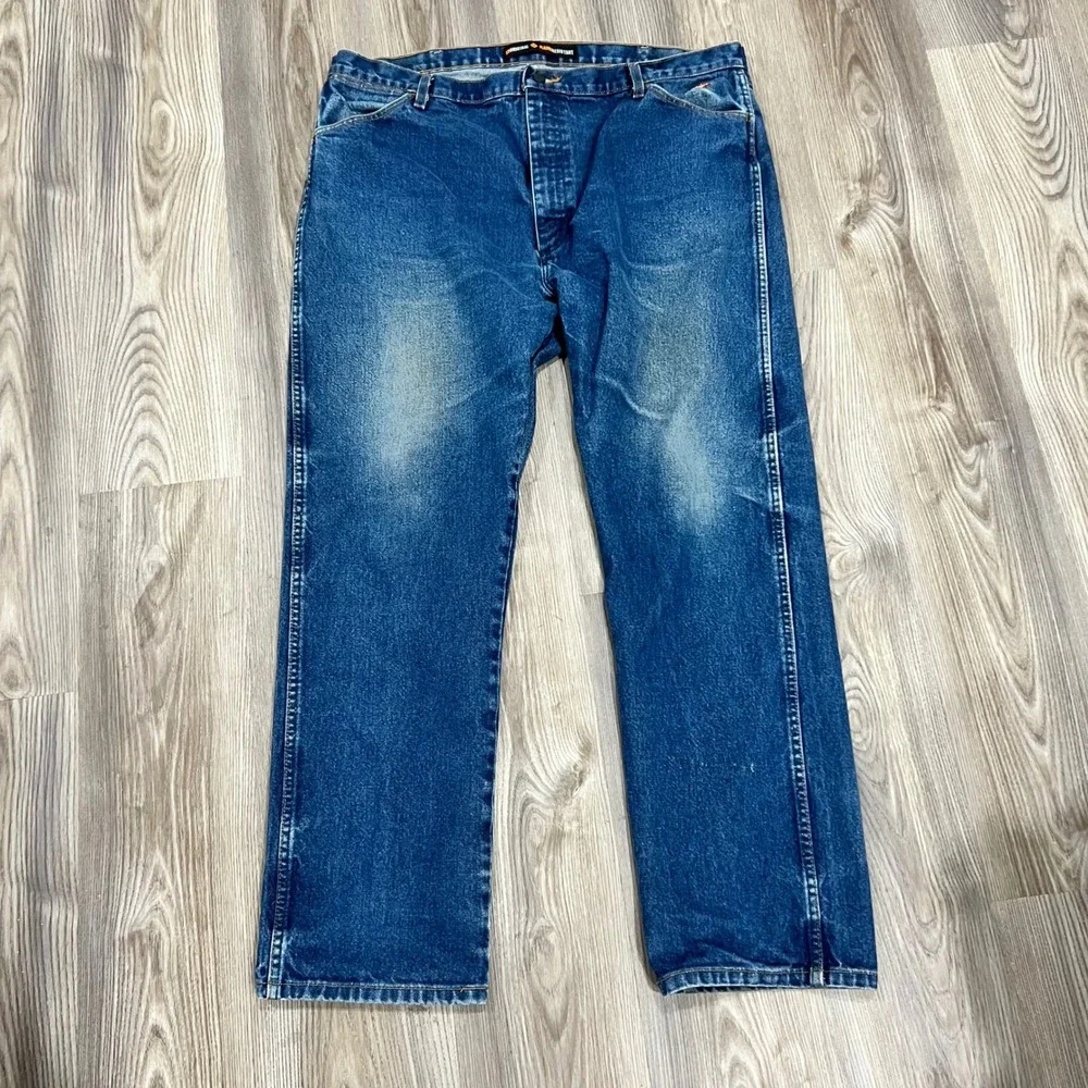 Wrangler FR Flame Resistant FR13M WZ Mens Blue Straight Leg Work Jeans 42x32